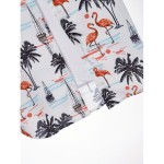 Men's Shirt Top, Flamingo & Coconut Tree Print, Camp Collar Bowling Shirts Short Sleeve Closure Summer Hawaiian Shirt Male Casual Button Up Shirt