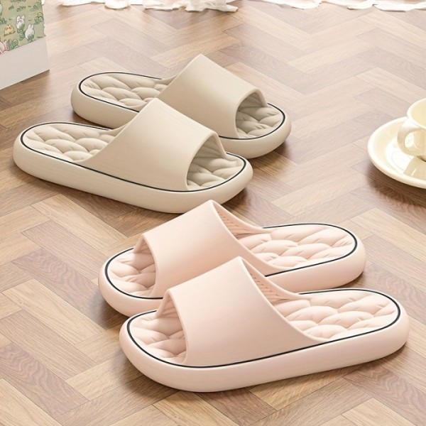 Simple Solid Color Slides, Casual Open Toe Soft Sole Shoes, Comfortable Indoor Home Bathroom Slides