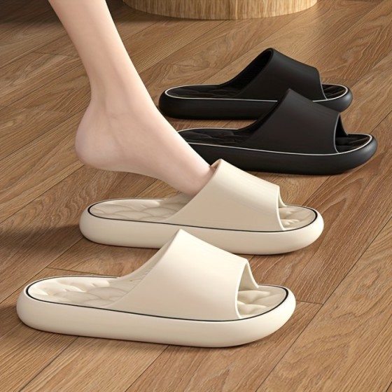 Simple Solid Color Slides, Casual Open Toe Soft Sole Shoes, Comfortable Indoor Home Bathroom Slides
