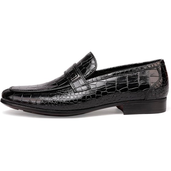 Formal Leather Men's Dress Loafer Classic Crocodile Printed Slip-on Penny Loafers Business Premium Shoes for Men