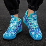 Mens Lace Up Multicolor High Top Basketball Shoe Non-Slip Breathable Running Shoes Fahsion Lightweight Outdoor Gym Sneakers