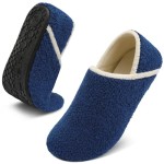 Womens Mens Slippers with Rubber Sole Soft-Lightweight House Slipper Socks Non-Slip Indoor/Outdoor
