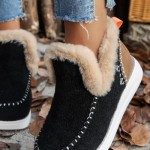 Women's Winter Snow Boots Slip on Ankle Booties with Faux Fur Lining, Warm Plush Short Boots Anti-Slip Outdoor Comfortable Casual Fluffy Shoes