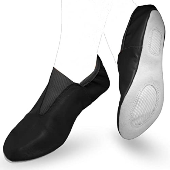 Toddler & Kids Gymnastic Shoes - Trampoline, Tumbling, Agility Gym Footwear - Goat Leather Slip-on With Rubber Sole