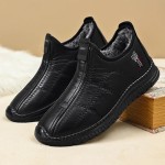 Men's Casual Sneakers Fleece Lined Ankle Boots Winter Warm Slip On Comfortable Walking Shoes Non Slip Thick Sole Daily Wear