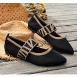 Women's Flats Shoes Pointed Toe Knit Casual Ballet Flats Comfortable Dressy Mary Jane Flat Office Work Dress Shoes