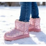 Girl's Boots Kids Glitter Snow Boots Warm Winter Shoes Sparkle Sequin Cute Outdoor Slip Resistant Ankle Boot(Toddler/Little Kids)