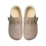 Women's Suede-Lined Clogs Slip-On Style with Adjustable Buckle Cork Sole Leather Clogs Soft Work Shoes with Arch Support Unise