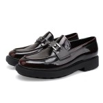 Generic Mens Casual Leather Black Dress Loafer Shoes, Fashion Classic Buckle Slip-on Penny Party Shoes Wedding Loafers for Mens