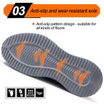 LAoutun Steel Toe Shoes for Men Work Shoes Safety Sneakers Comfortable Lightweight Puncture Proof Slip on Indestructible Construction Work Shoes