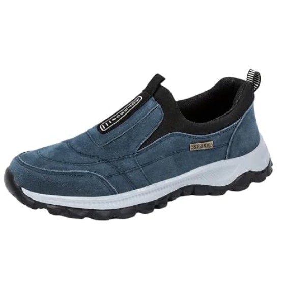 Orthopedic Shoes Men's Slip-On Lightweight Work Shoes for Outdoor Hiking Waterproof Canvas Walking Shoes with Arch Support