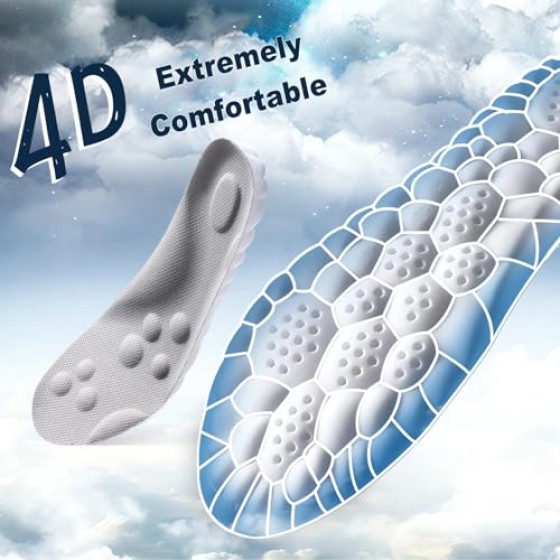 4D Cloud Soles Memory Foam Insoles for Men/Women - Arch Support Shoe Inserts with Acupressure Massage Foot Pain Relief & Fatigue Reduction for Sports/Running(US-Unisex-9-10)